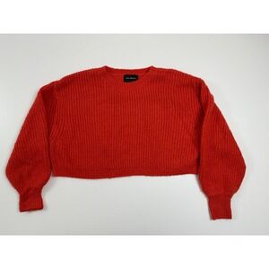 ANIMARI Red Sweater Medium‎ Knit Pullover Cropped Long Sleeve Women's